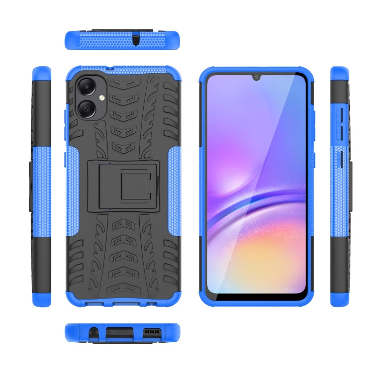 For Samsung Galaxy A05 4G Tire Texture TPU + PC Phone Case with Holder(Blue) - Galaxy Phone Cases by buy2fix | Online Shopping UK | buy2fix