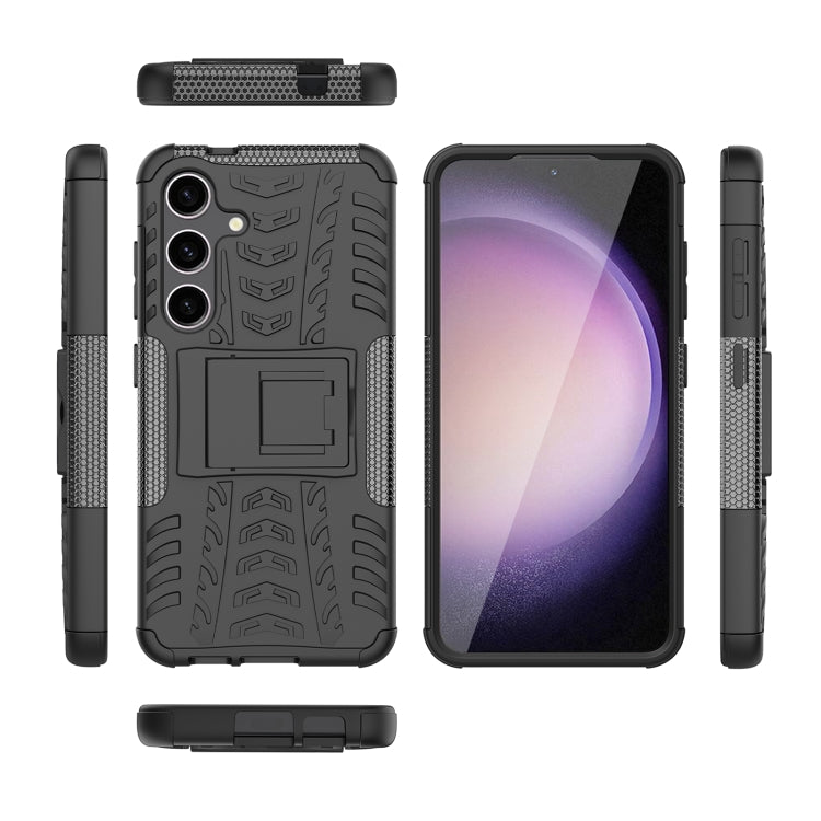 For Samsung Galaxy S24 5G Tire Texture TPU + PC Phone Case with Holder(Black) - Galaxy S24 5G Cases by buy2fix | Online Shopping UK | buy2fix