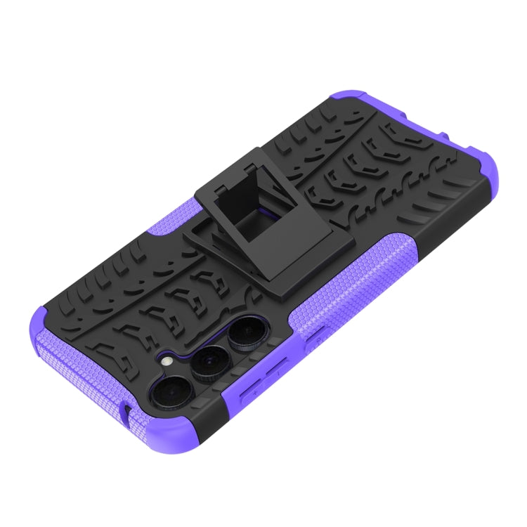 For Samsung Galaxy A55 Tire Texture TPU + PC Phone Case with Holder(Purple) - Galaxy Phone Cases by buy2fix | Online Shopping UK | buy2fix