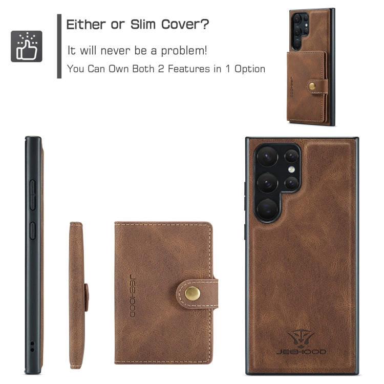 For Samsung Galaxy S24 Ultra 5G JEEHOOD J01 Retro Magnetic Detachable Wallet Phone Case(Brown) - Galaxy S24 Ultra 5G Cases by JEEHOOD | Online Shopping UK | buy2fix