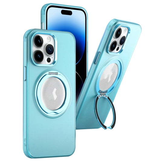 For iPhone 14 Pro Max MagSafe 360 Rotate Ring Holder PC Phone Case(Sierra Blue) - iPhone 14 Pro Max Cases by buy2fix | Online Shopping UK | buy2fix