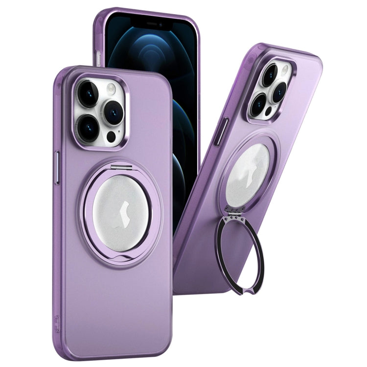 For iPhone 12 Pro Max MagSafe 360 Rotate Ring Holder PC Phone Case(Purple) - iPhone 12 Pro Max Cases by buy2fix | Online Shopping UK | buy2fix