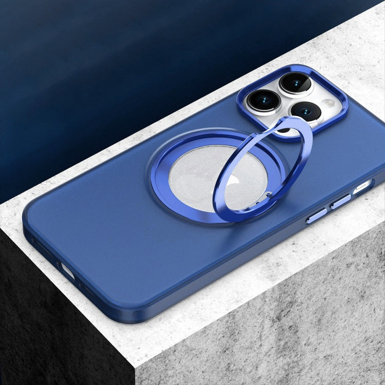 For iPhone 11 MagSafe 360 Rotate Ring Holder PC Phone Case(Dark Blue) - iPhone 11 Cases by buy2fix | Online Shopping UK | buy2fix