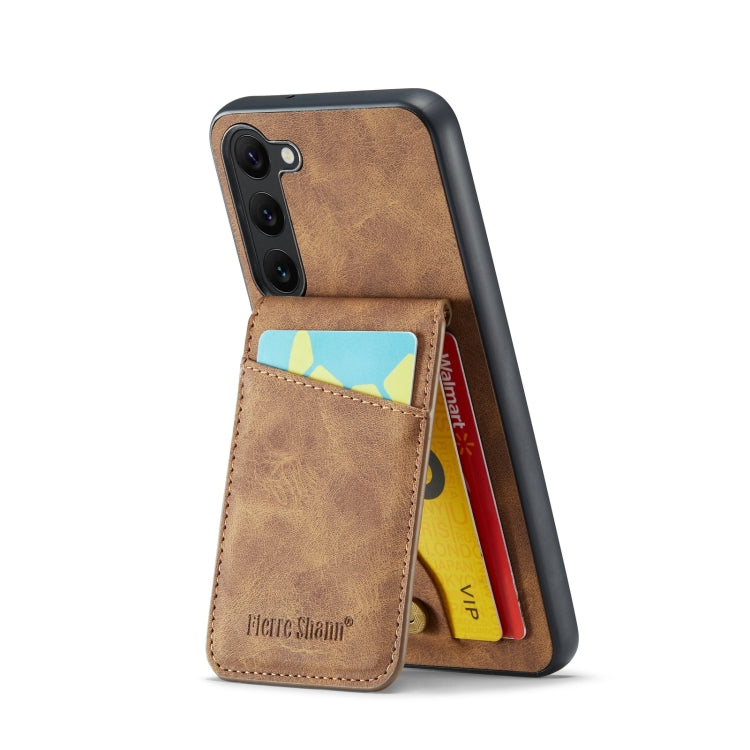 For Samsung Galaxy S24+ 5G Fierre Shann Crazy Horse Card Holder Back Cover PU Phone Case(Brown) - Galaxy S24+ 5G Cases by FIERRE SHANN | Online Shopping UK | buy2fix