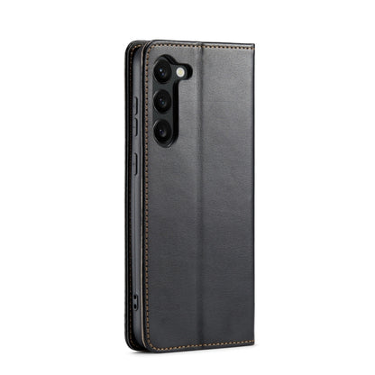 For Samsung Galaxy S24 5G Fierre Shann PU Genuine Leather Texture Phone Case(Black) - Galaxy S24 5G Cases by FIERRE SHANN | Online Shopping UK | buy2fix