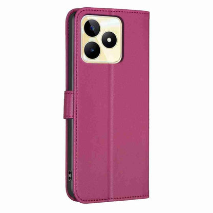 For Realme C53 Four-leaf Embossed Leather Phone Case(Rose Red) - Realme Cases by buy2fix | Online Shopping UK | buy2fix