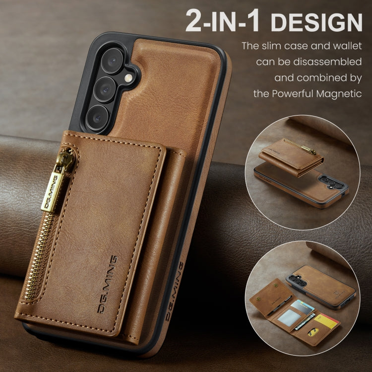 For Samsung Galaxy S24+ 5G DG.MING M5 Series Zip RFID Multi Card Detachable Leather Phone Case(Brown) - Galaxy S24+ 5G Cases by DG.MING | Online Shopping UK | buy2fix