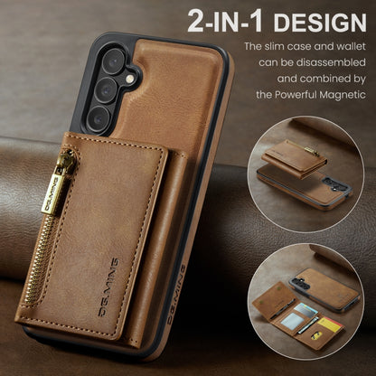 For Samsung Galaxy S24 5G DG.MING M5 Series Zip RFID Multi Card Detachable Leather Phone Case(Brown) - Galaxy S24 5G Cases by DG.MING | Online Shopping UK | buy2fix