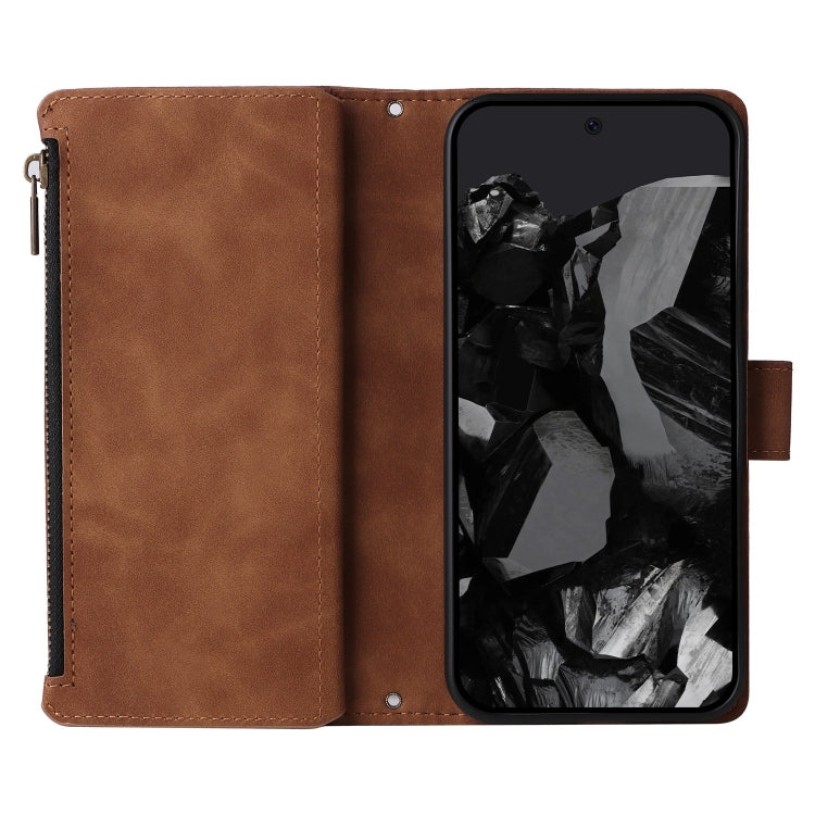 For Google Pixel 9 Pro Multifunctional Multi-Card Wallet Phone Leather Case(Brown) - Google Cases by buy2fix | Online Shopping UK | buy2fix