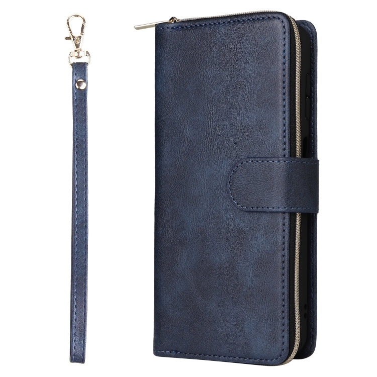 For Samsung Galaxy S24+ 5G 9-Card Slots Zipper Wallet Bag Leather Phone Case(Blue) - Galaxy S24+ 5G Cases by buy2fix | Online Shopping UK | buy2fix