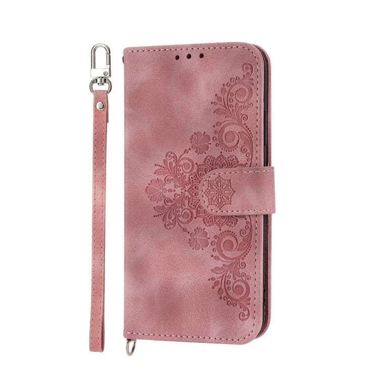 For Google Pixel 9 Pro Skin-feel Flowers Embossed Wallet Leather Phone Case(Pink) - Google Cases by buy2fix | Online Shopping UK | buy2fix