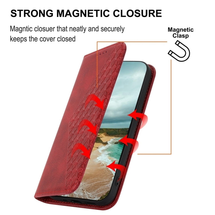 For Google Pixel 9 Cubic Grid Calf Texture Magnetic Leather Phone Case(Red) - Google Cases by buy2fix | Online Shopping UK | buy2fix