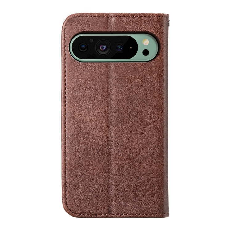 For Google Pixel 9 Cubic Grid Calf Texture Magnetic Leather Phone Case(Brown) - Google Cases by buy2fix | Online Shopping UK | buy2fix