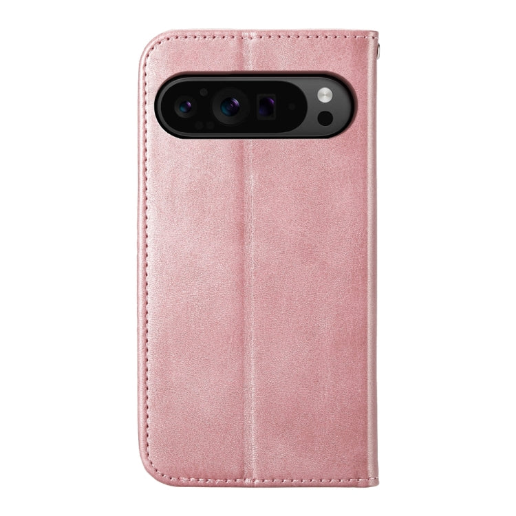 For Google Pixel 9 Pro Cubic Grid Calf Texture Magnetic Leather Phone Case(Rose Gold) - Google Cases by buy2fix | Online Shopping UK | buy2fix