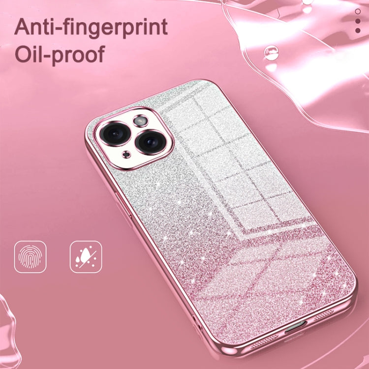 For iPhone 16 Pro Gradient Glitter Powder Electroplated Phone Case(Transparent) - iPhone 16 Pro Cases by buy2fix | Online Shopping UK | buy2fix