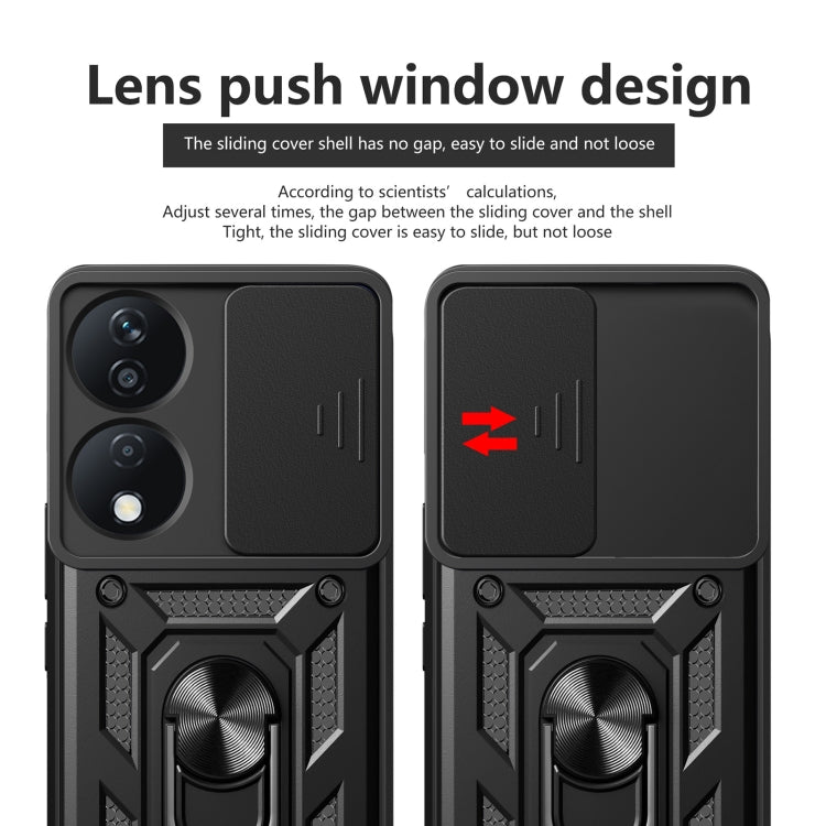 For Honor X7b Sliding Camera Cover Design TPU+PC Phone Case(Black) - Honor Cases by buy2fix | Online Shopping UK | buy2fix