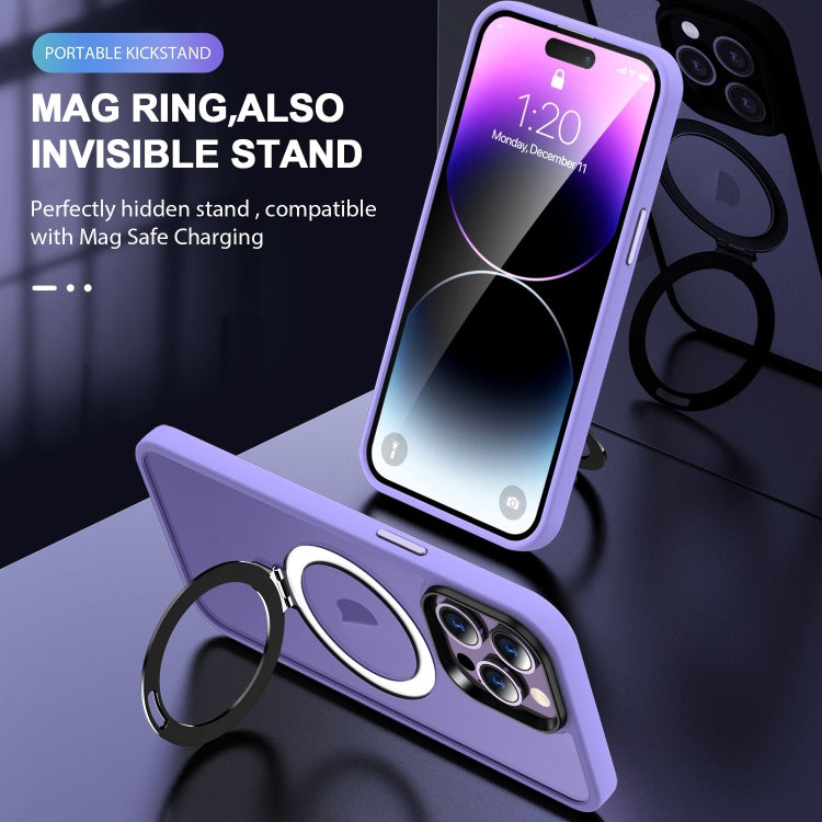 For iPhone 12 Pro MagSafe Holder Skin-feel PC Hybrid TPU Phone Case(Purple) - iPhone 12 / 12 Pro Cases by buy2fix | Online Shopping UK | buy2fix