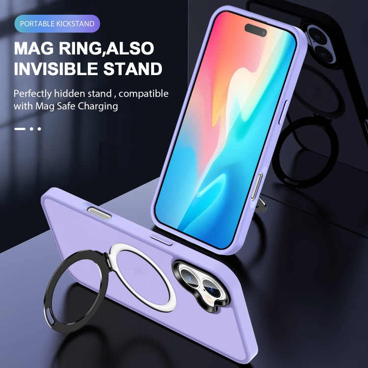 For iPhone 16 Plus Skin-feel MagSafe Holder PC Hybrid TPU Phone Case(Purple) - iPhone 16 Plus Cases by buy2fix | Online Shopping UK | buy2fix