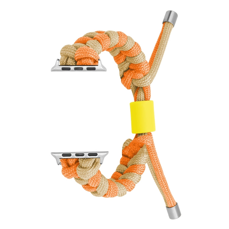 For Apple Watch Ultra 2 49mm Paracord Fishtail Braided Silicone Bead Watch Band(Orange Yellow) - Watch Bands by buy2fix | Online Shopping UK | buy2fix