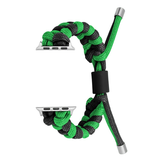 For Apple Watch Ultra 49mm Paracord Fishtail Braided Silicone Bead Watch Band(Black Green) - Watch Bands by buy2fix | Online Shopping UK | buy2fix