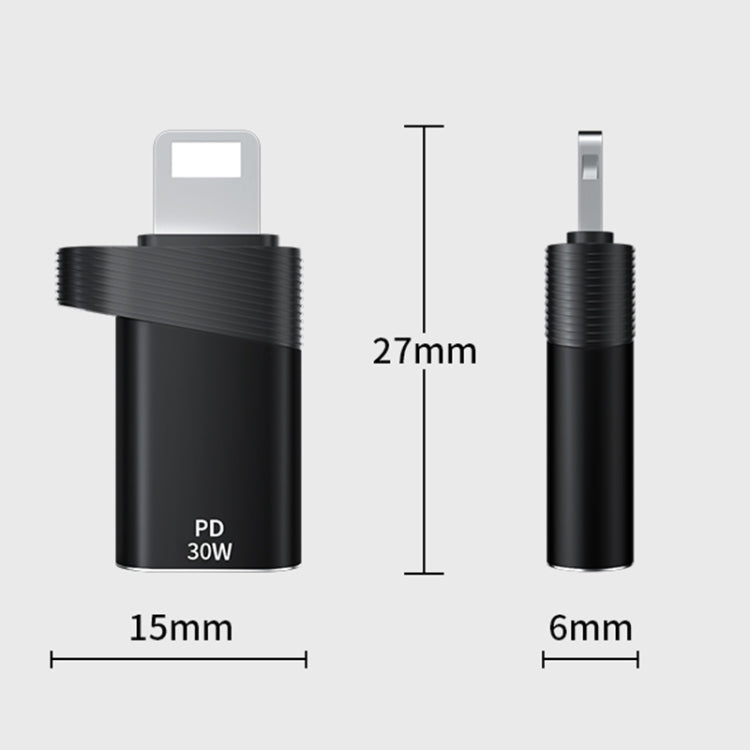 ADS-616A PD 30W 8 Pin Male to USB-C/Type-C Female Adapter(Gun Grey) - Converter & Adapter by buy2fix | Online Shopping UK | buy2fix