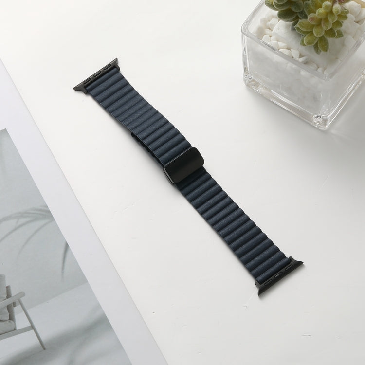 For Apple Watch Series 7 41mm Water Ripple Magnetic Folding Buckle Watch Band, Style: Bold Version(Indigo Blue) - Watch Bands by buy2fix | Online Shopping UK | buy2fix