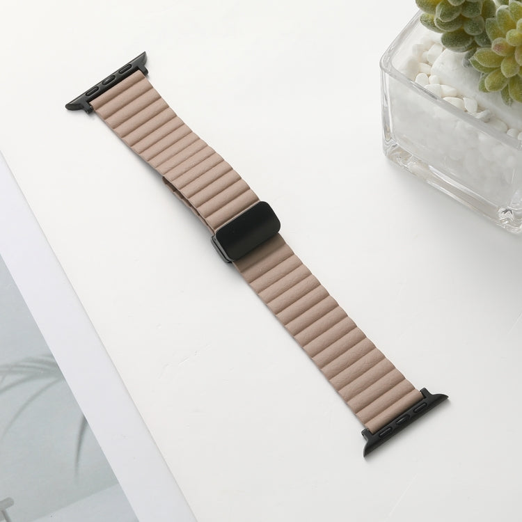 For Apple Watch Series 3 38mm Water Ripple Magnetic Folding Buckle Watch Band, Style: Bold Version(Khaki) - Watch Bands by buy2fix | Online Shopping UK | buy2fix