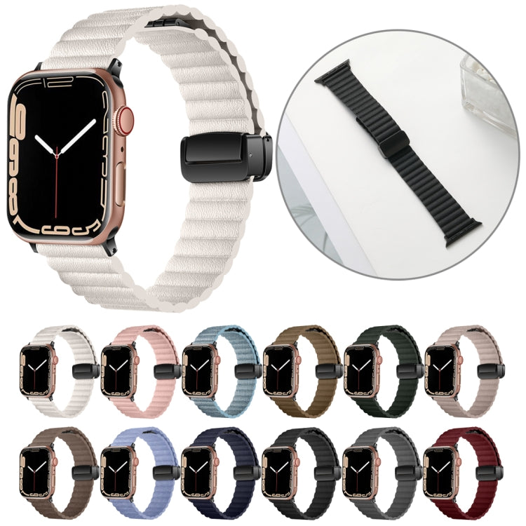 For Apple Watch Series 9 41mm Water Ripple Magnetic Folding Buckle Watch Band, Style: Bold Version(Pink) - Watch Bands by buy2fix | Online Shopping UK | buy2fix