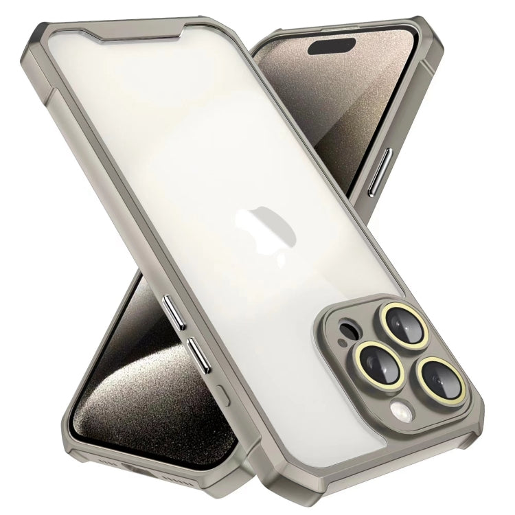 For iPhone 16 Pro Max Shockproof Acrylic Phone Case with Lens Glass Film(Grey) - iPhone 16 Pro Max Cases by buy2fix | Online Shopping UK | buy2fix