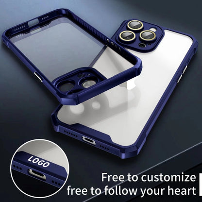 For iPhone 16 Plus Shockproof Acrylic Phone Case with Lens Glass Film(Blue) - iPhone 16 Plus Cases by buy2fix | Online Shopping UK | buy2fix