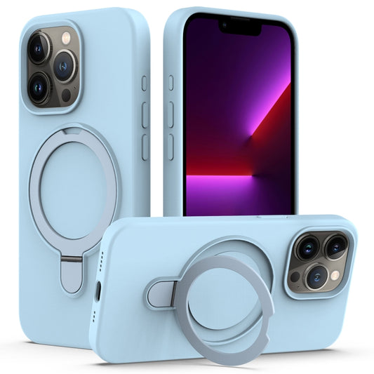 For iPhone 15 Pro MagSafe Magnetic Liquid Silicone Phone Case with Ring Holder(Sky Blue) - iPhone 15 Pro Cases by buy2fix | Online Shopping UK | buy2fix