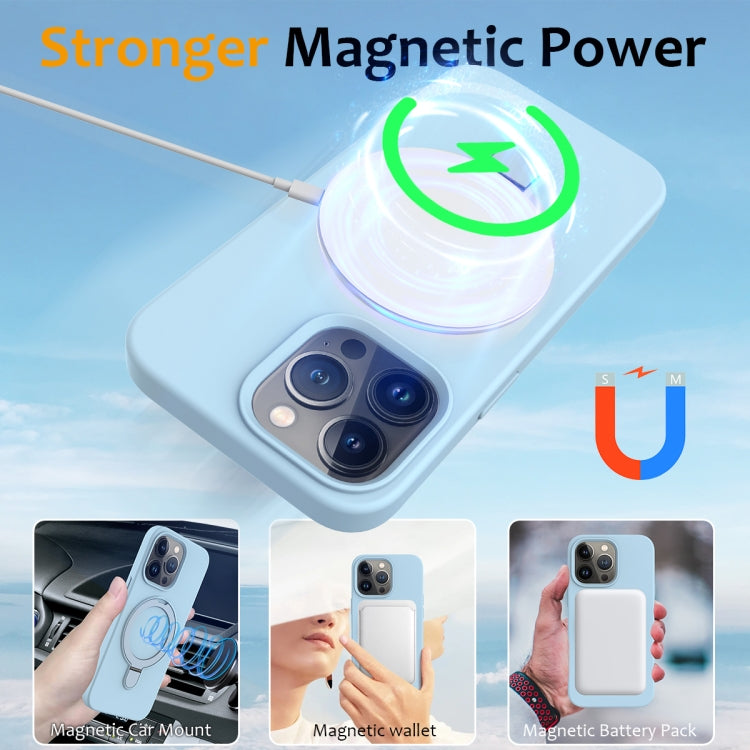 For iPhone 15 Pro MagSafe Magnetic Liquid Silicone Phone Case with Ring Holder(Sky Blue) - iPhone 15 Pro Cases by buy2fix | Online Shopping UK | buy2fix