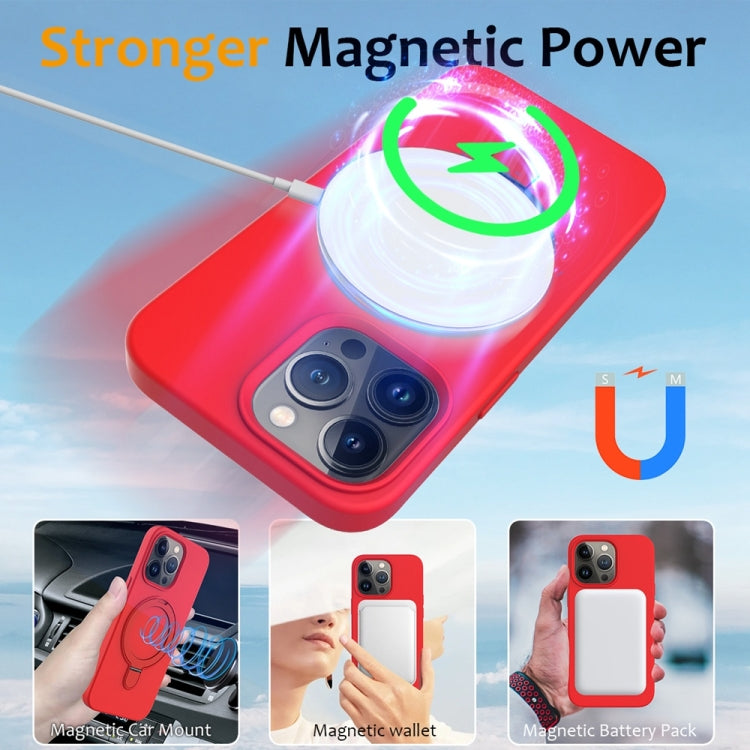 For iPhone 16 Pro Max Liquid Silicone MagSafe Magnetic Phone Case with Ring Holder(Red) - iPhone 16 Pro Max Cases by buy2fix | Online Shopping UK | buy2fix