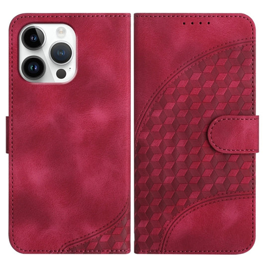 For iPhone 16 Pro Max YX0060 Elephant Head Embossed Phone Leather Case with Lanyard(Rose Red) - iPhone 16 Pro Max Cases by buy2fix | Online Shopping UK | buy2fix