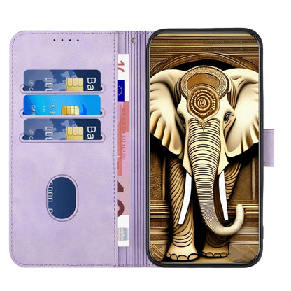 For Google Pixel 9 YX0060 Elephant Head Embossed Phone Leather Case with Lanyard(Light Purple) - Google Cases by buy2fix | Online Shopping UK | buy2fix