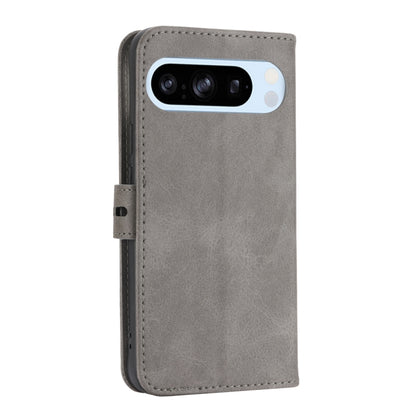 For Google Pixel 9 Pro Embossed Happy Cat Pattern Flip Leather Phone Case(Grey) - Google Cases by buy2fix | Online Shopping UK | buy2fix