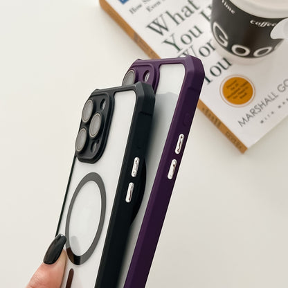 For iPhone 15 Pro Max Colorful Two-Color Lens Film MagSafe Magnetic Horn Acrylic+TPU Case(Black) - iPhone 15 Pro Max Cases by buy2fix | Online Shopping UK | buy2fix