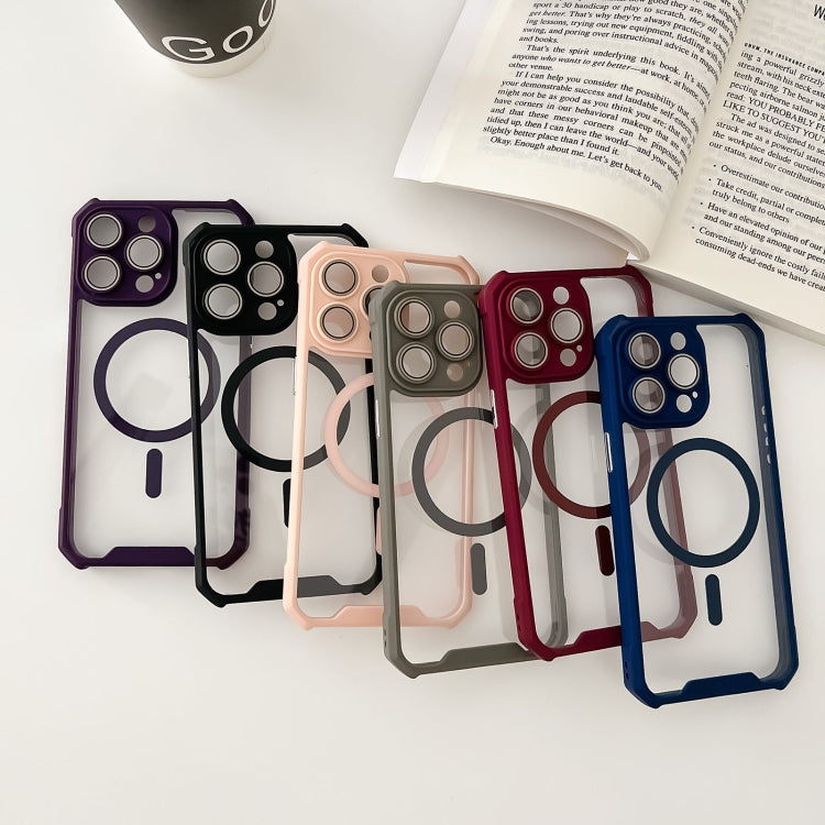 For iPhone 15 Pro Colorful Two-Color Lens Film MagSafe Magnetic Horn Acrylic+TPU Case(Purple) - iPhone 15 Pro Cases by buy2fix | Online Shopping UK | buy2fix