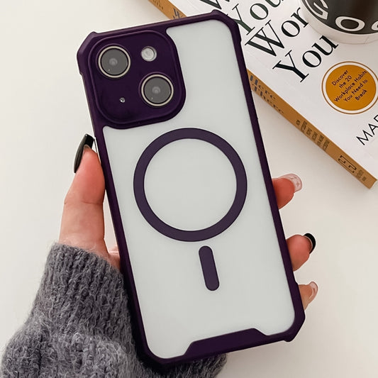 For iPhone 13 Colorful Two-Color Lens Film MagSafe Magnetic Horn Acrylic+TPU Case(Purple) - iPhone 13 Cases by buy2fix | Online Shopping UK | buy2fix