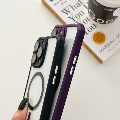 For iPhone 12 Pro Colorful Two-Color Lens Film MagSafe Magnetic Horn Acrylic+TPU Case(Grey) - iPhone 12 / 12 Pro Cases by buy2fix | Online Shopping UK | buy2fix