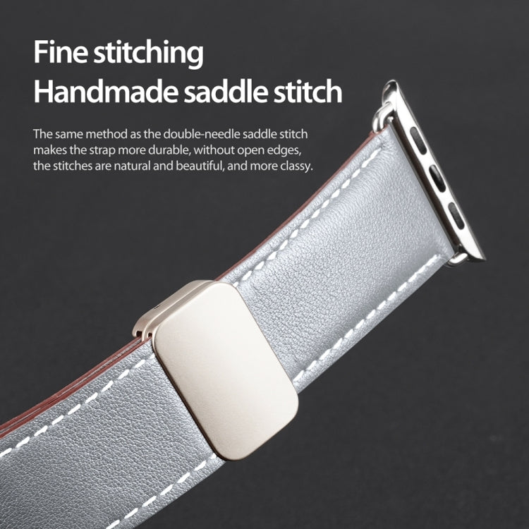 For Apple Watch Ultra 49mm DUX DUCIS YA Series Magnetic Buckle Genuine Leather Watch Band(Grey) - Watch Bands by DUX DUCIS | Online Shopping UK | buy2fix