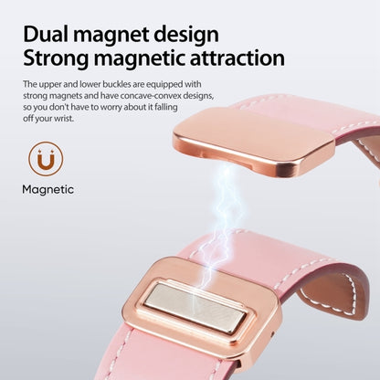 For Apple Watch Series 7 41mm DUX DUCIS YA Series Magnetic Buckle Genuine Leather Watch Band(Pink) - Watch Bands by DUX DUCIS | Online Shopping UK | buy2fix