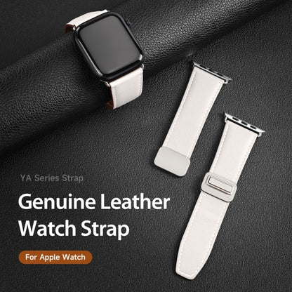 For Apple Watch Series 7 45mm DUX DUCIS YA Series Magnetic Buckle Genuine Leather Watch Band(White) - Watch Bands by DUX DUCIS | Online Shopping UK | buy2fix