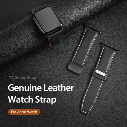 For Apple Watch Series 4 44mm DUX DUCIS YA Series Magnetic Buckle Genuine Leather Watch Band(Black) - Watch Bands by DUX DUCIS | Online Shopping UK | buy2fix