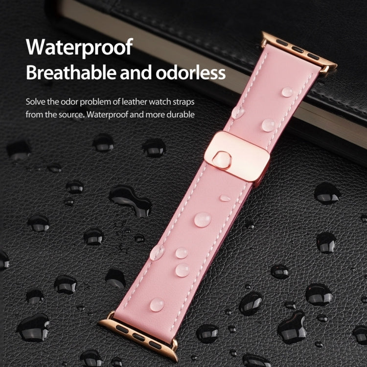 For Apple Watch Series 3 42mm DUX DUCIS YA Series Magnetic Buckle Genuine Leather Watch Band(Pink) - Watch Bands by DUX DUCIS | Online Shopping UK | buy2fix