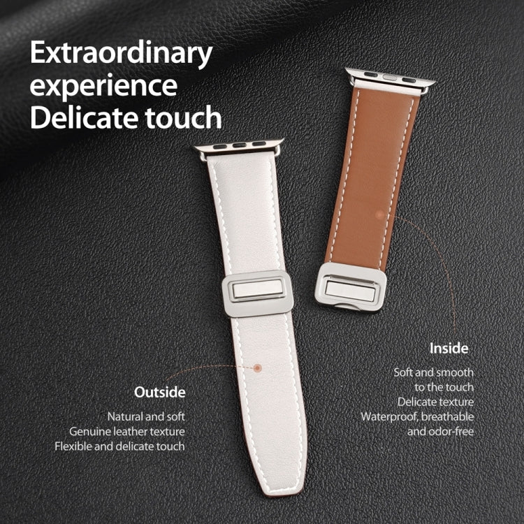 For Apple Watch Series 3 42mm DUX DUCIS YA Series Magnetic Buckle Genuine Leather Watch Band(White) - Watch Bands by DUX DUCIS | Online Shopping UK | buy2fix