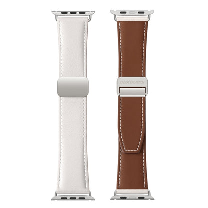 For Apple Watch 42mm DUX DUCIS YA Series Magnetic Buckle Genuine Leather Watch Band(White) - Watch Bands by DUX DUCIS | Online Shopping UK | buy2fix