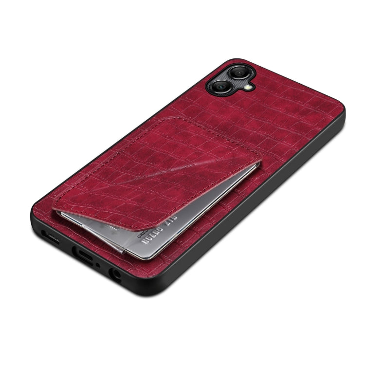 For Samsung Galaxy A14 4G/5G Denior Imitation Crocodile Leather Back Phone Case with Holder(Rose Red) - Galaxy Phone Cases by Denior | Online Shopping UK | buy2fix