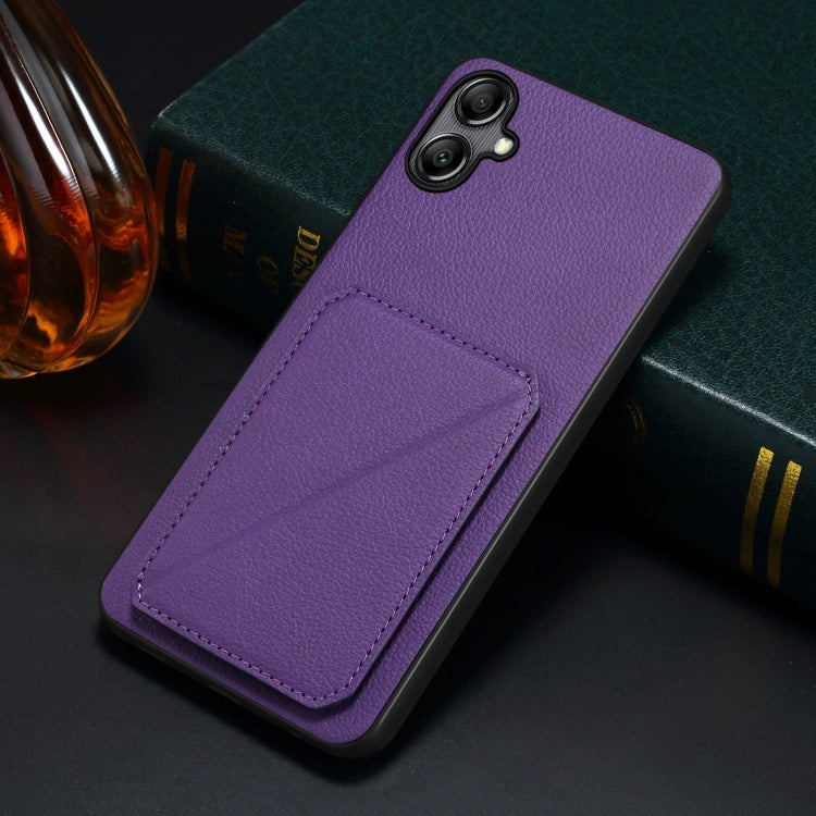 For Samsung Galaxy A13 5G Denior Imitation Calf Leather Back Phone Case with Holder(Purple) - Galaxy Phone Cases by Denior | Online Shopping UK | buy2fix