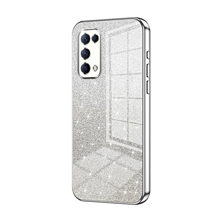 For OPPO Reno5 4G/5G / Reno5 K Gradient Glitter Powder Electroplated Phone Case(Silver) - OPPO Cases by buy2fix | Online Shopping UK | buy2fix